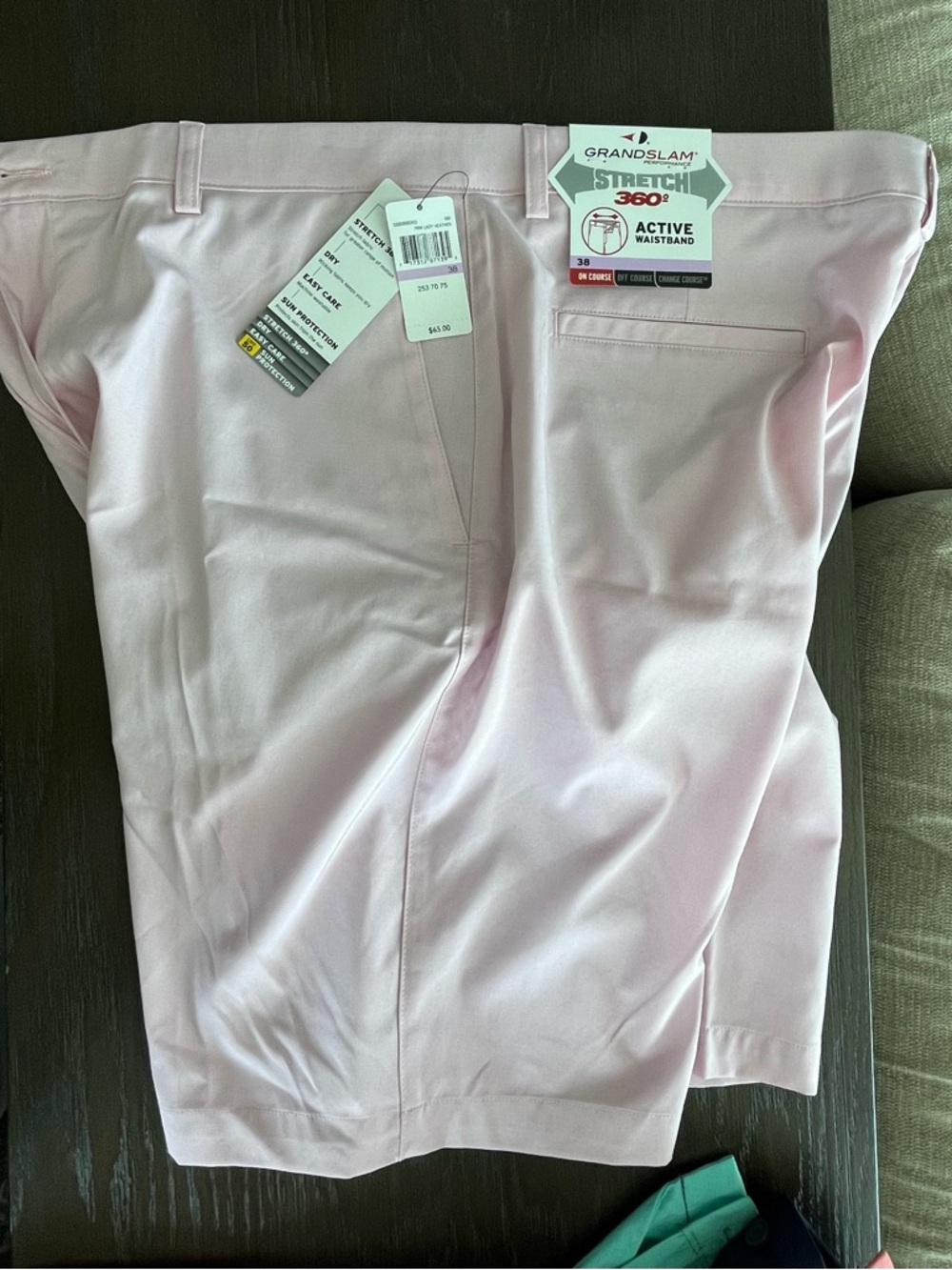 Grand Slam Light Pink Men’s Flat Front Shorts